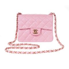 chanel classic powder pink mini flap leather bag